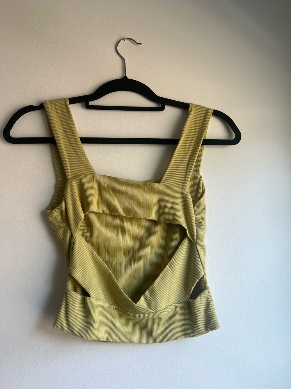 Women’s Olive Square-Neck Ribbed Tank Top